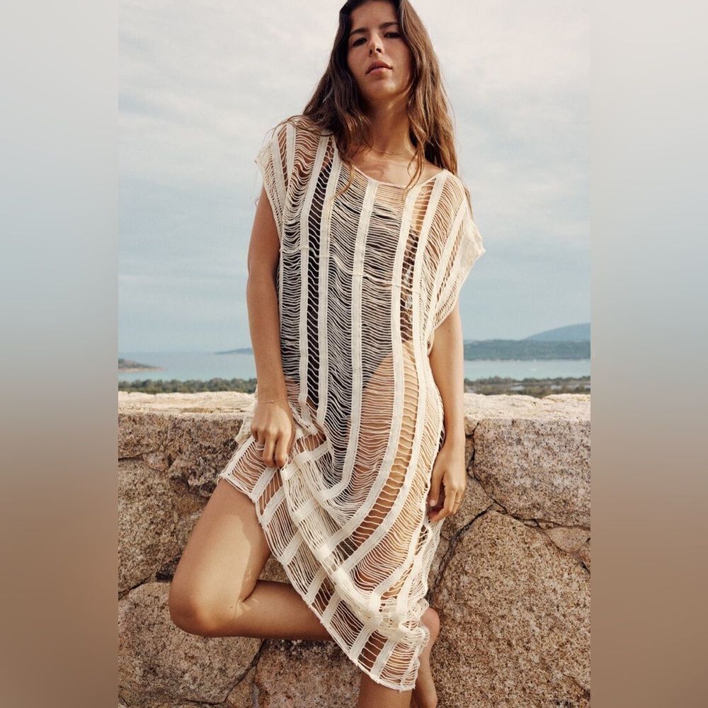ZARA OPEN WEAVE MIDI TUNIC - Picture 7 of 9